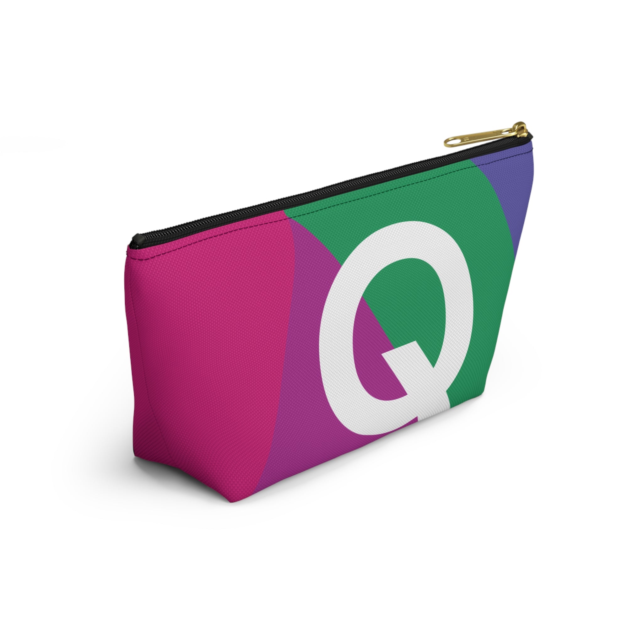 Initials Colorblock Accessory Pouch — Monogram Q T-Bottom Cosmetic Bag