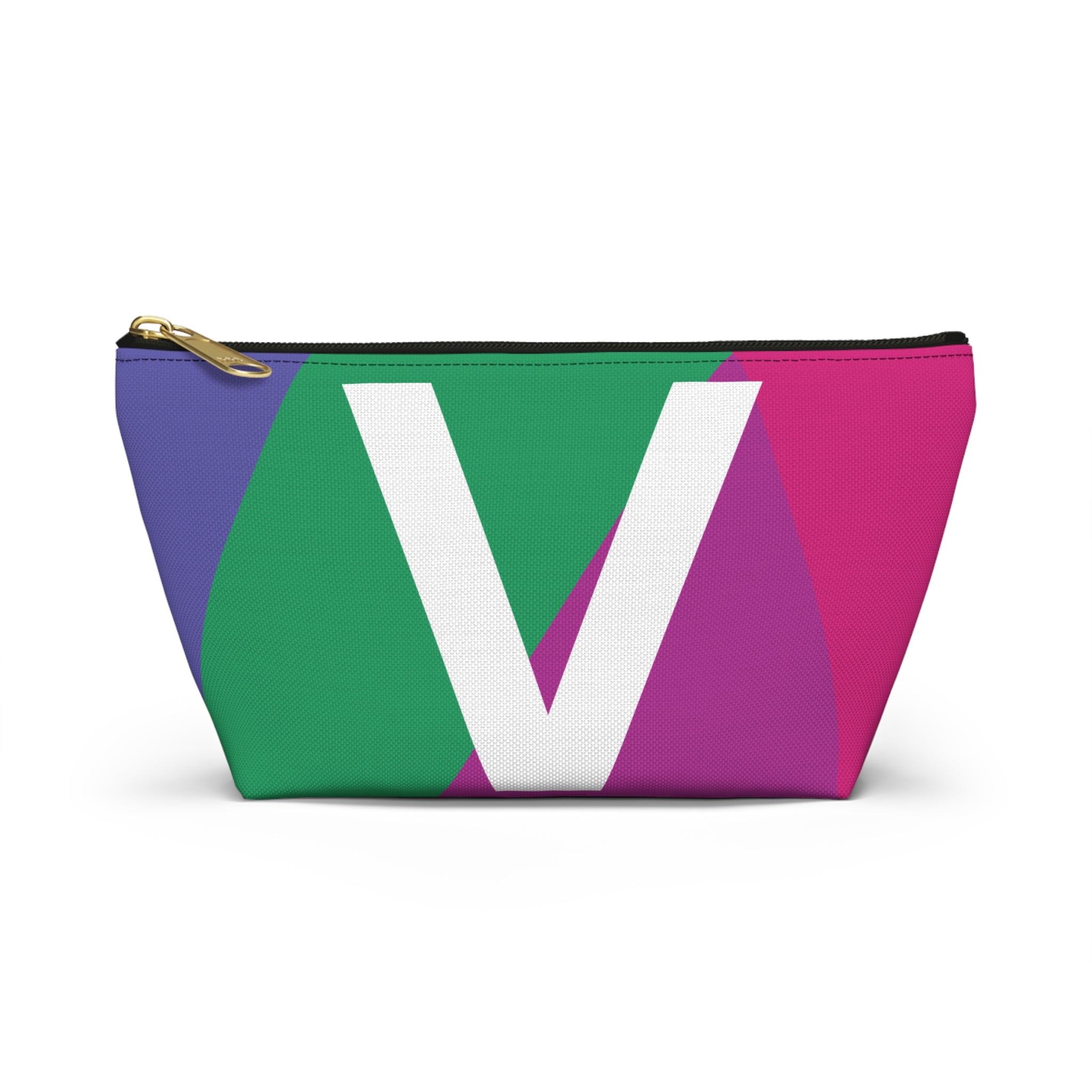 Initials Colorblock Accessory Pouch — Monogram V T-Bottom Cosmetic Bag