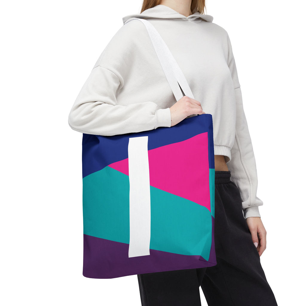 Monogram 'I' Colorblock Tote Bag — Personalized Initial I Shoulder Tote