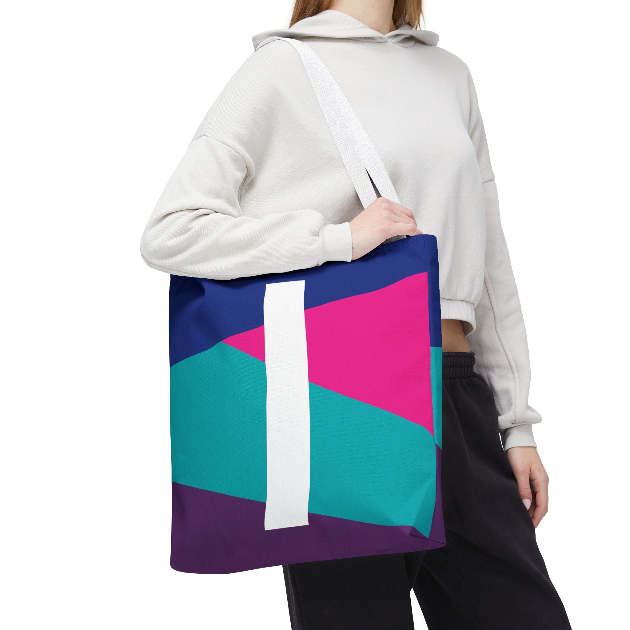 Monogram 'I' Colorblock Tote Bag — Personalized Initial I Shoulder Tote
