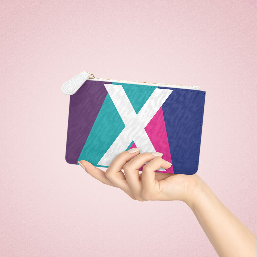 Initial X Mini Clutch — Colorblock Monogram Wristlet Wallet