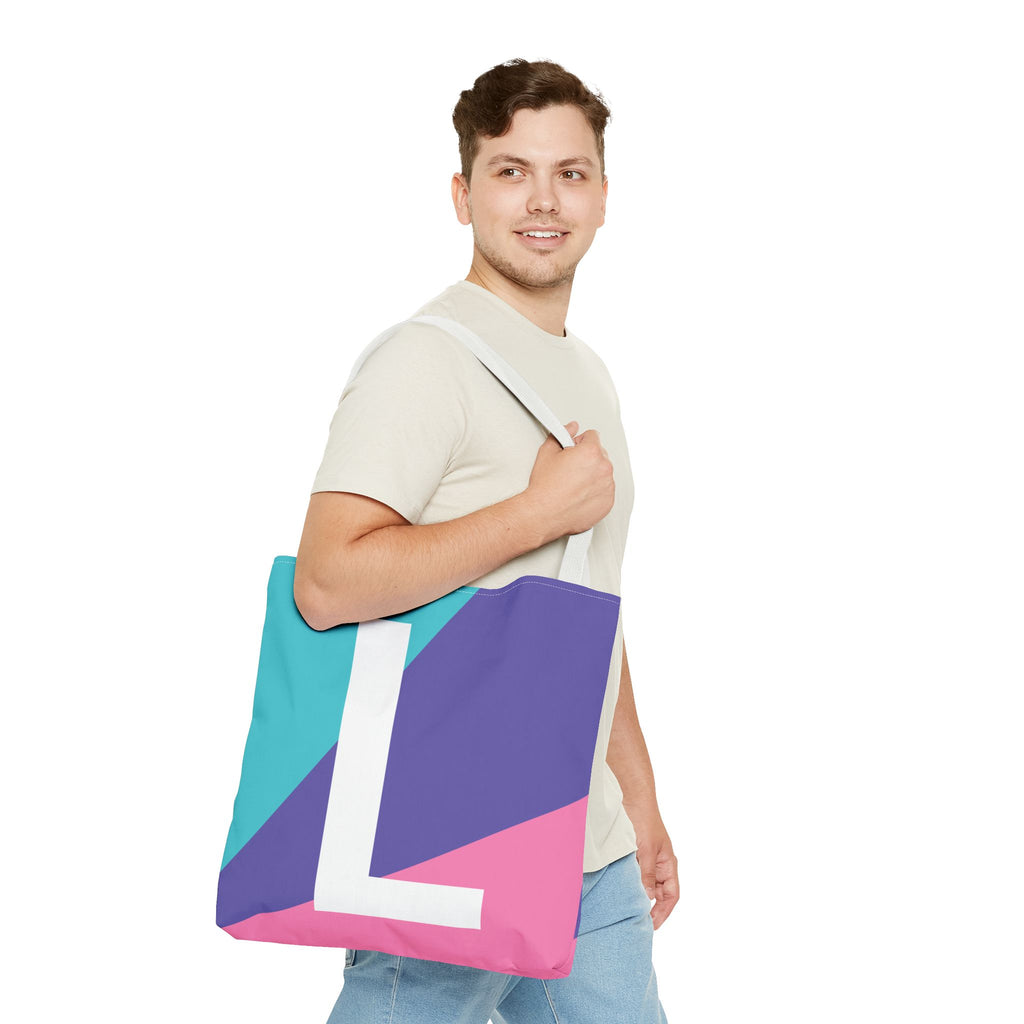 Monogram 'L' Colorblock Tote Bag — Personalized Initial L Shoulder Tote