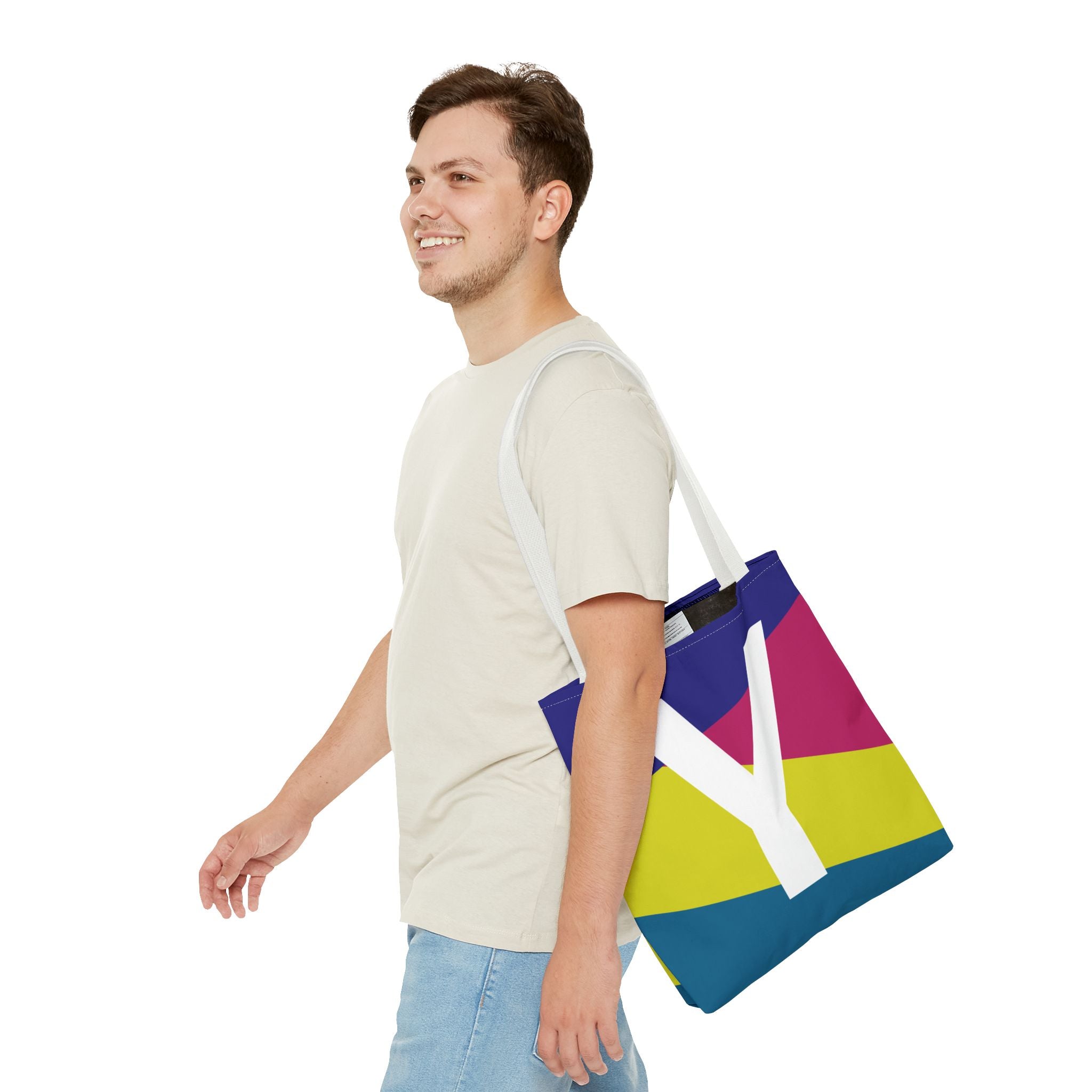 Monogram 'Y' Colorblock Tote Bag — Personalized Initial Y Shoulder Tote