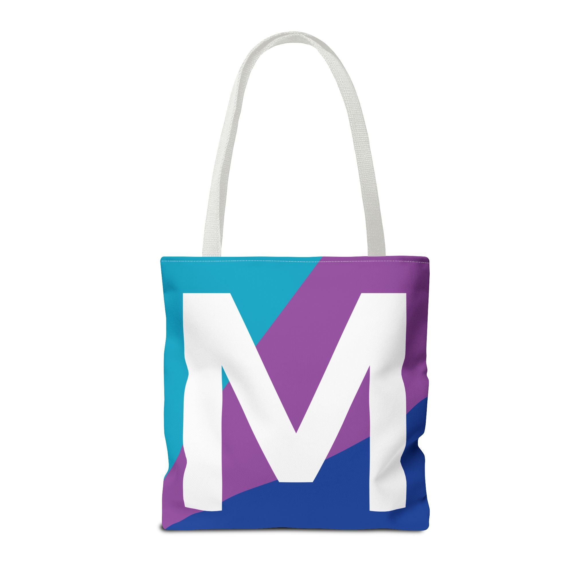 Monogram 'M' Colorblock Tote Bag — Personalized Initial M Shoulder Tote