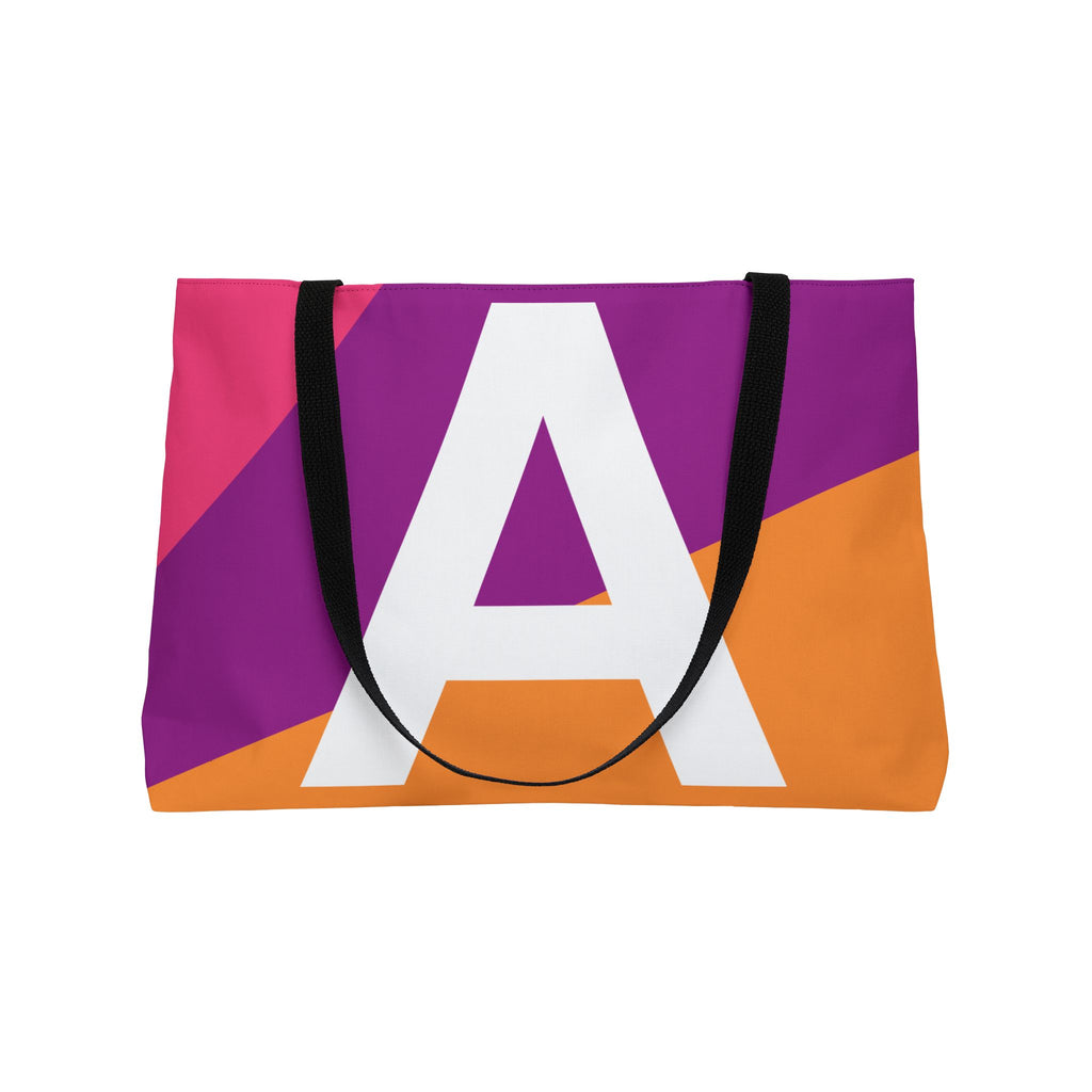 Personalized 'A' Colorblock Tote Bag — Monogram Weekender Tote
