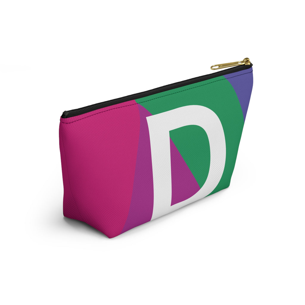Initials Colorblock Accessory Pouch — Monogram D T-Bottom Cosmetic Bag