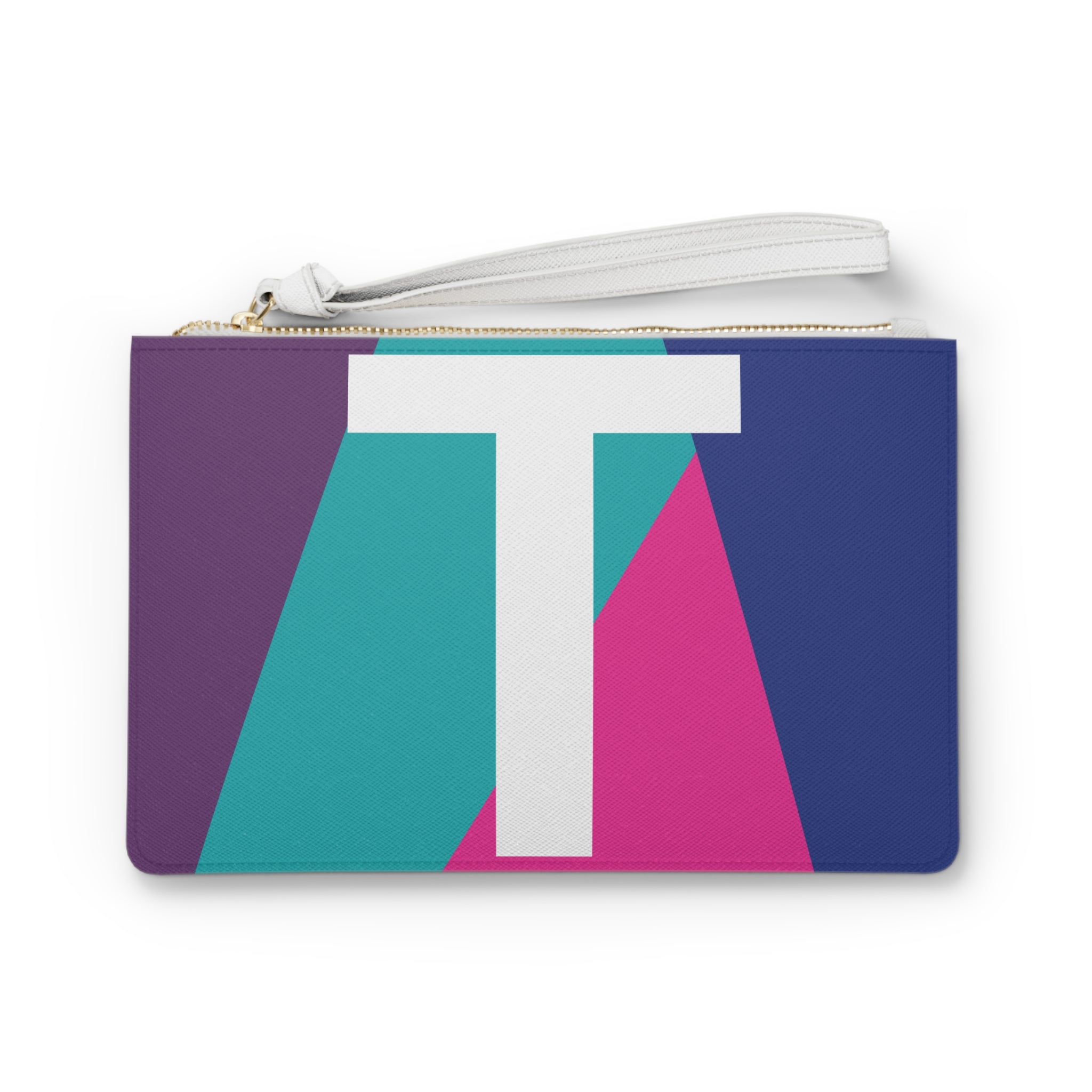 Monogram 'T' Colorblock Clutch Bag — Bold Geometric Wristlet for Everyday & Gifts