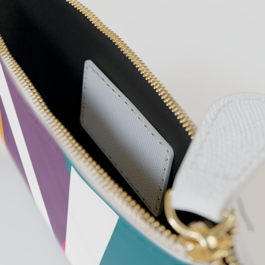 Initial V Mini Clutch — Colorblock Monogram Wristlet Wallet