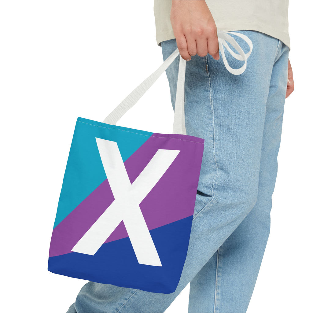 Monogram 'X' Colorblock Tote Bag — Personalized Initial X Shoulder Tote