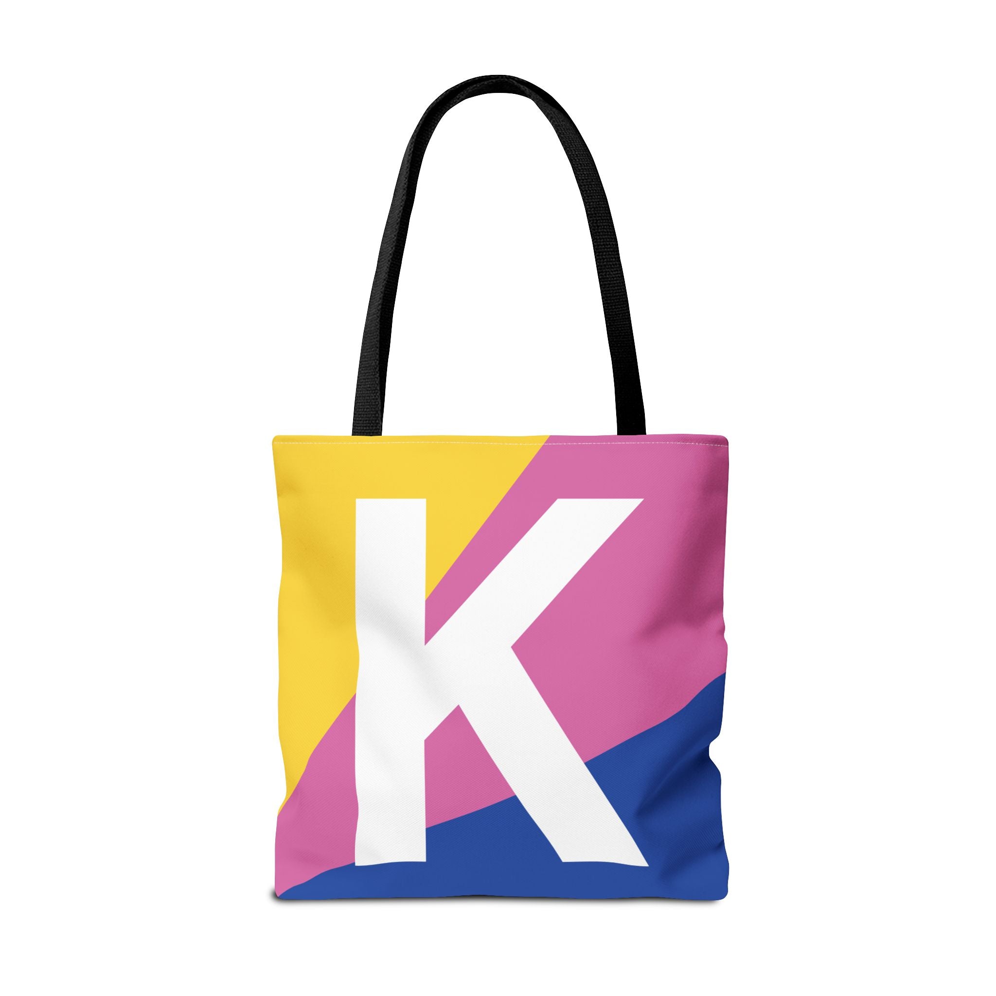 Monogram 'K' Colorblock Tote Bag — Personalized Initial K Shoulder Tote