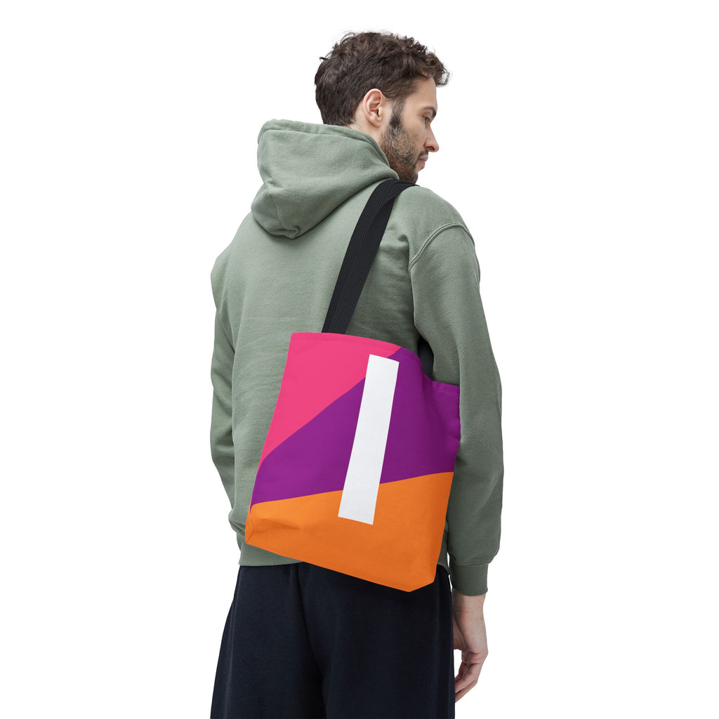 Monogram 'I' Colorblock Tote Bag — Personalized Initial I Shoulder Tote