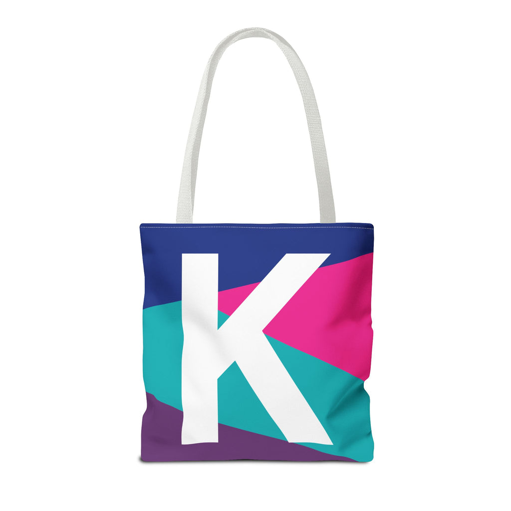 Monogram 'K' Colorblock Tote Bag — Personalized Initial K Shoulder Tote