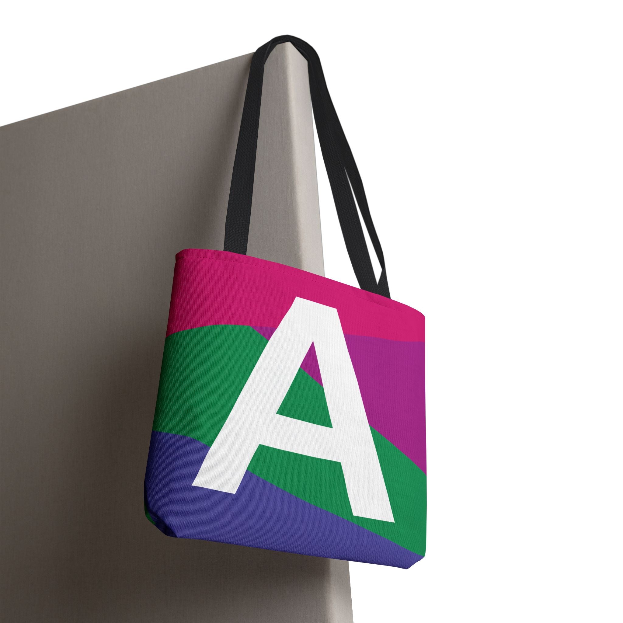 Monogram 'A' Colorblock Tote Bag — Personalized Initial A Shoulder Tote