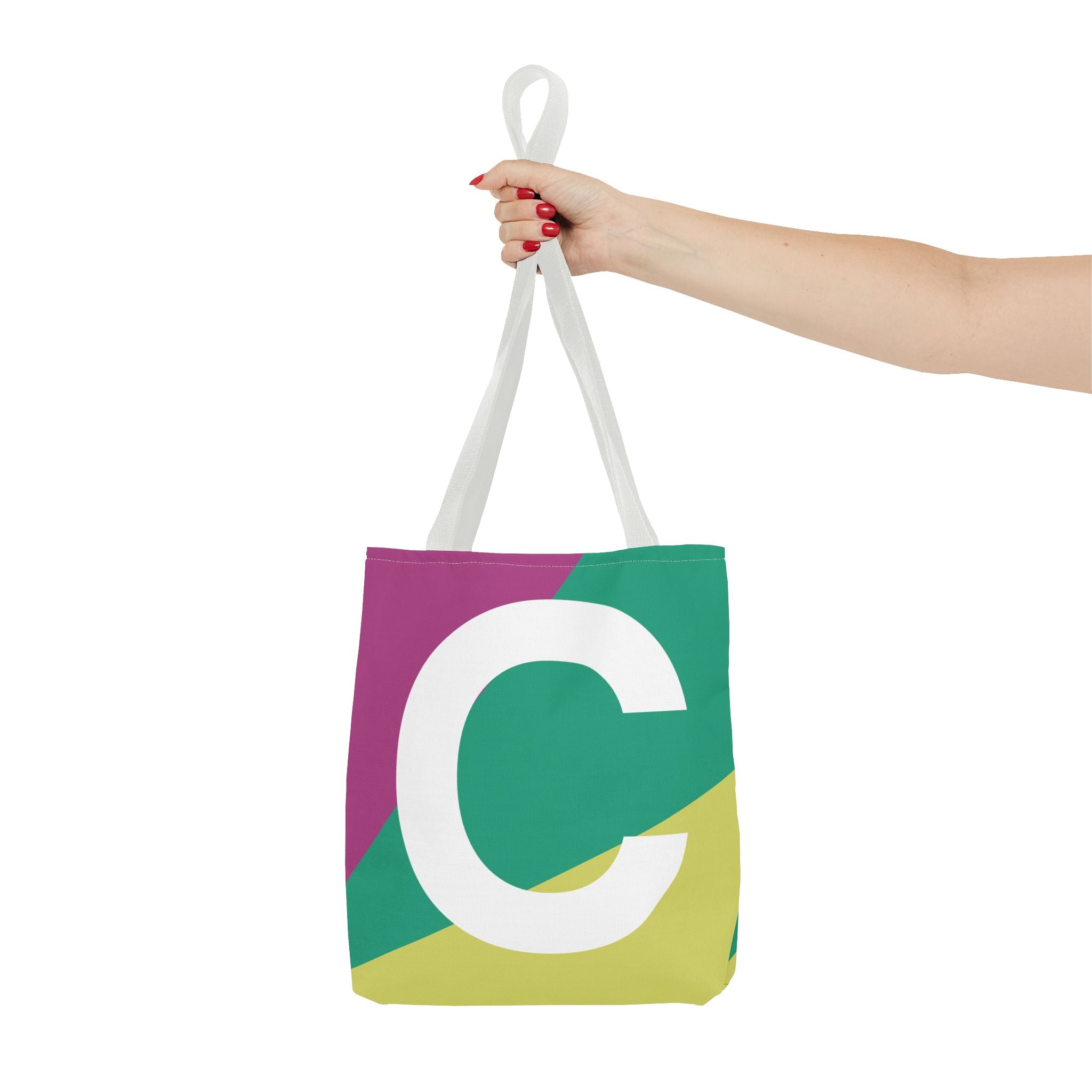 Monogram 'C' Colorblock Tote Bag — Personalized Initial C Shoulder Tote