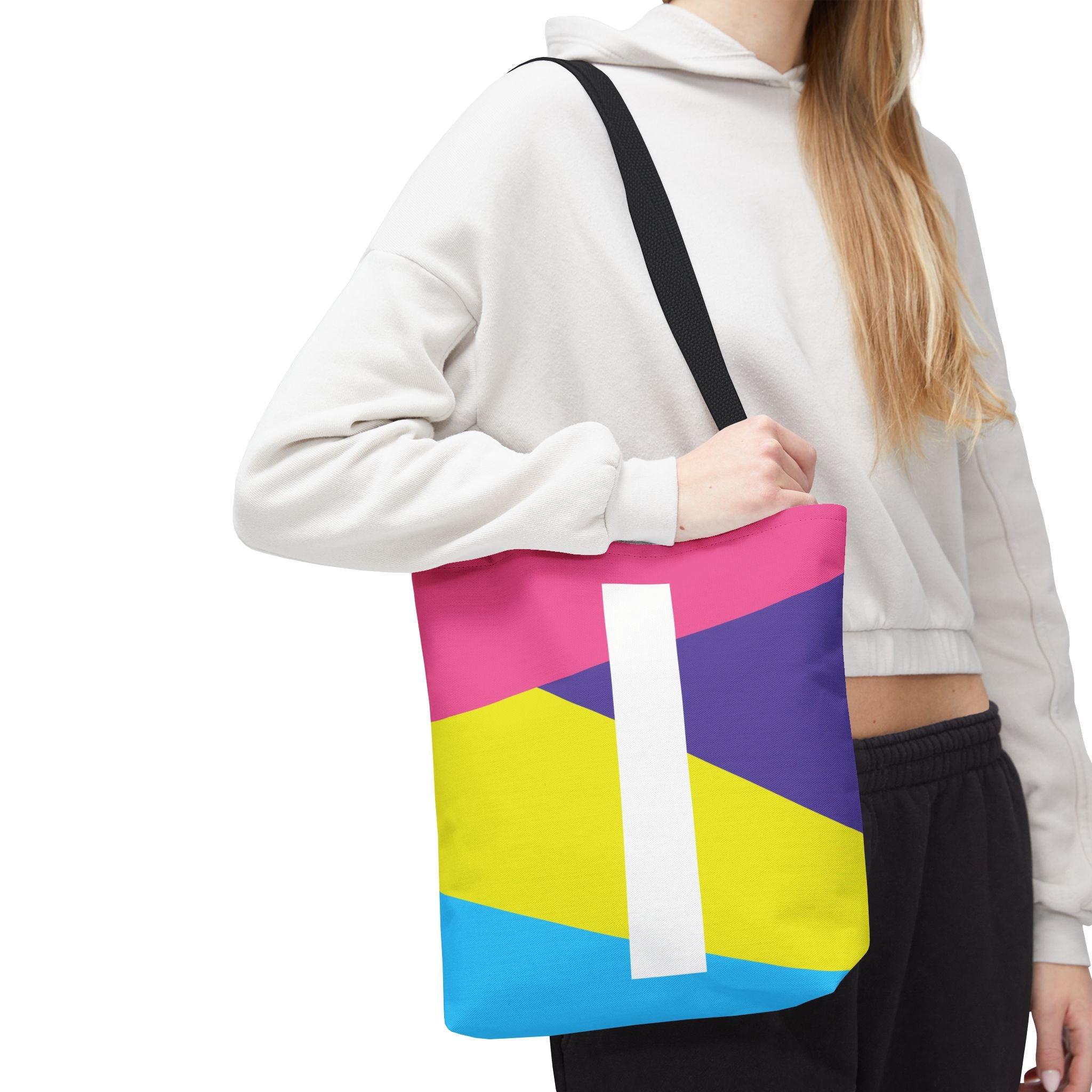 Monogram 'I' Colorblock Tote Bag — Personalized Initial I Shoulder Tote
