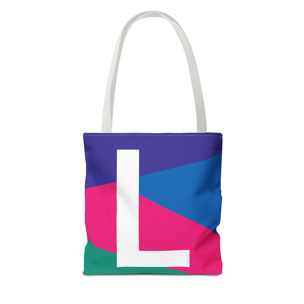 Monogram 'L' Colorblock Tote Bag — Personalized Initial L Shoulder Tote