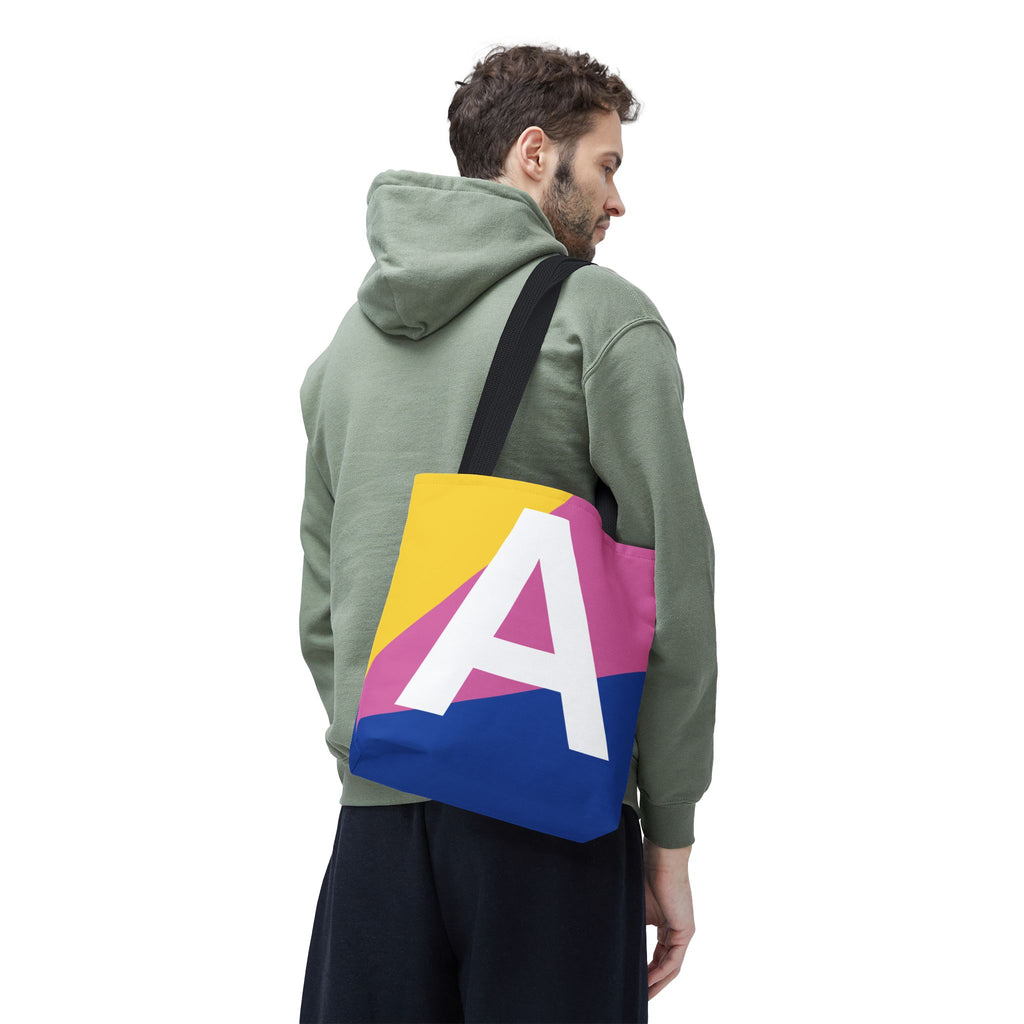 Monogram 'A' Colorblock Tote Bag — Personalized Initial A Shoulder Tote
