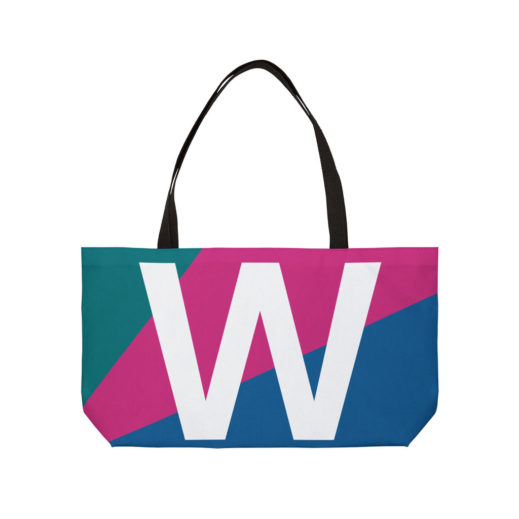 Personalized 'W' Colorblock Tote Bag — Monogram Weekender Tote