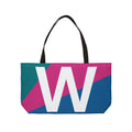 Personalized 'W' Colorblock Tote Bag — Monogram Weekender Tote