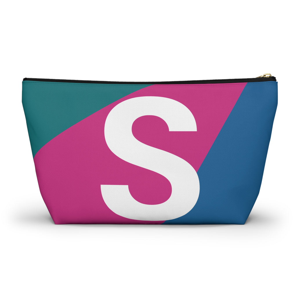 Initials Colorblock Accessory Pouch — Monogram S T-Bottom Cosmetic Bag