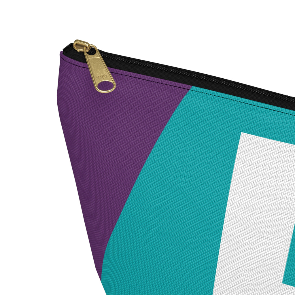 Initials Colorblock Accessory Pouch — Monogram F T-Bottom Cosmetic Bag