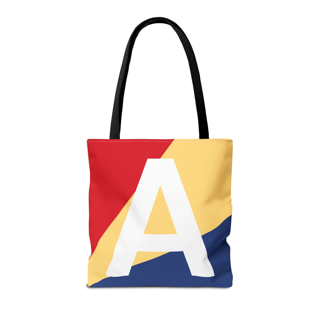 Monogram 'A' Colorblock Tote Bag — Personalized Initial A Shoulder Tote