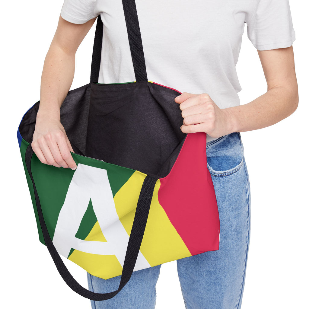 Personalized 'A' Colorblock Tote Bag — Monogram Weekender Tote