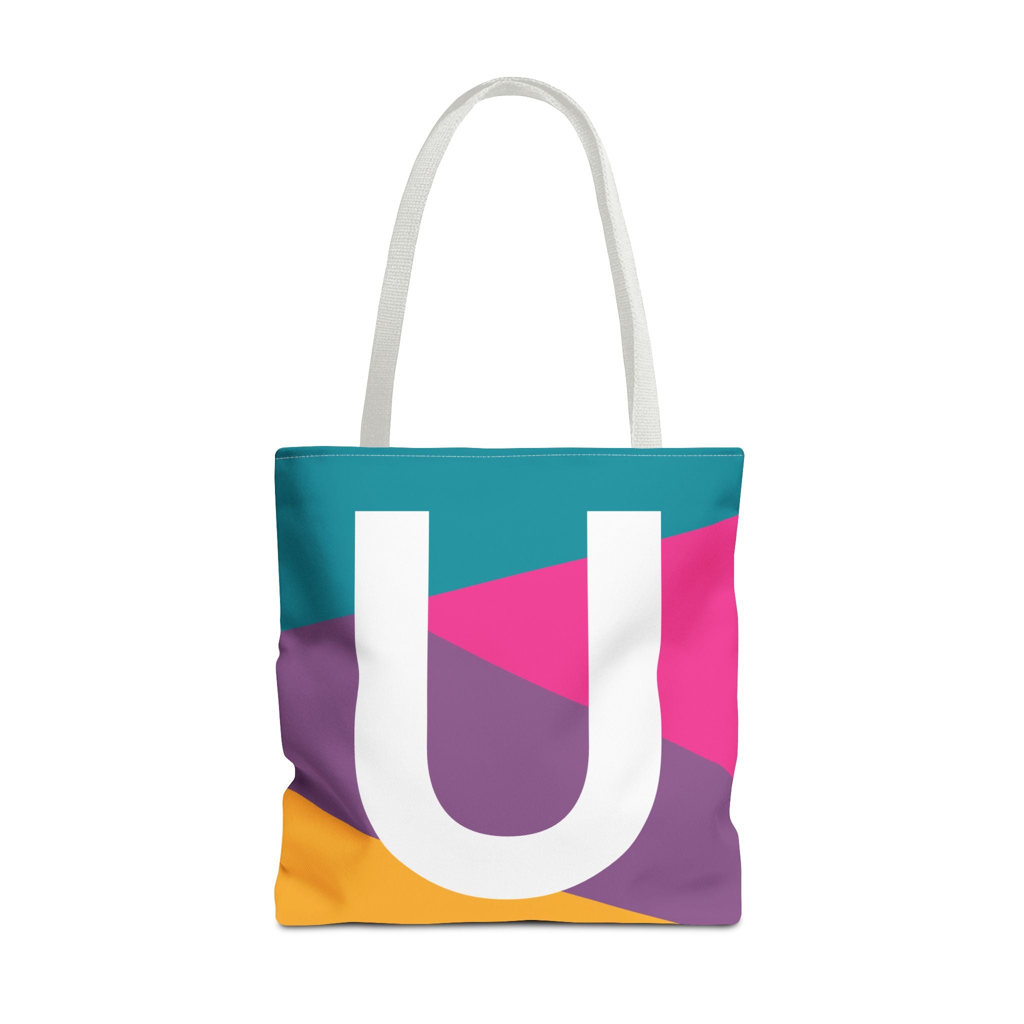 Monogram 'U' Colorblock Tote Bag — Personalized Initial U Shoulder Tote