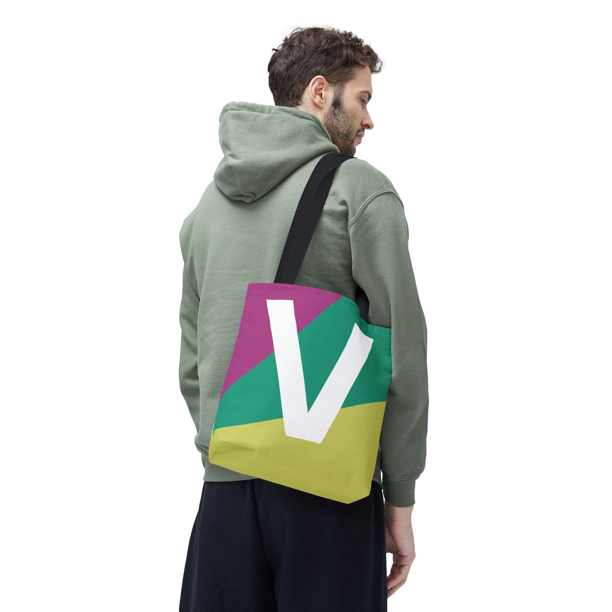 Monogram 'V' Colorblock Tote Bag — Personalized Initial V Shoulder Tote