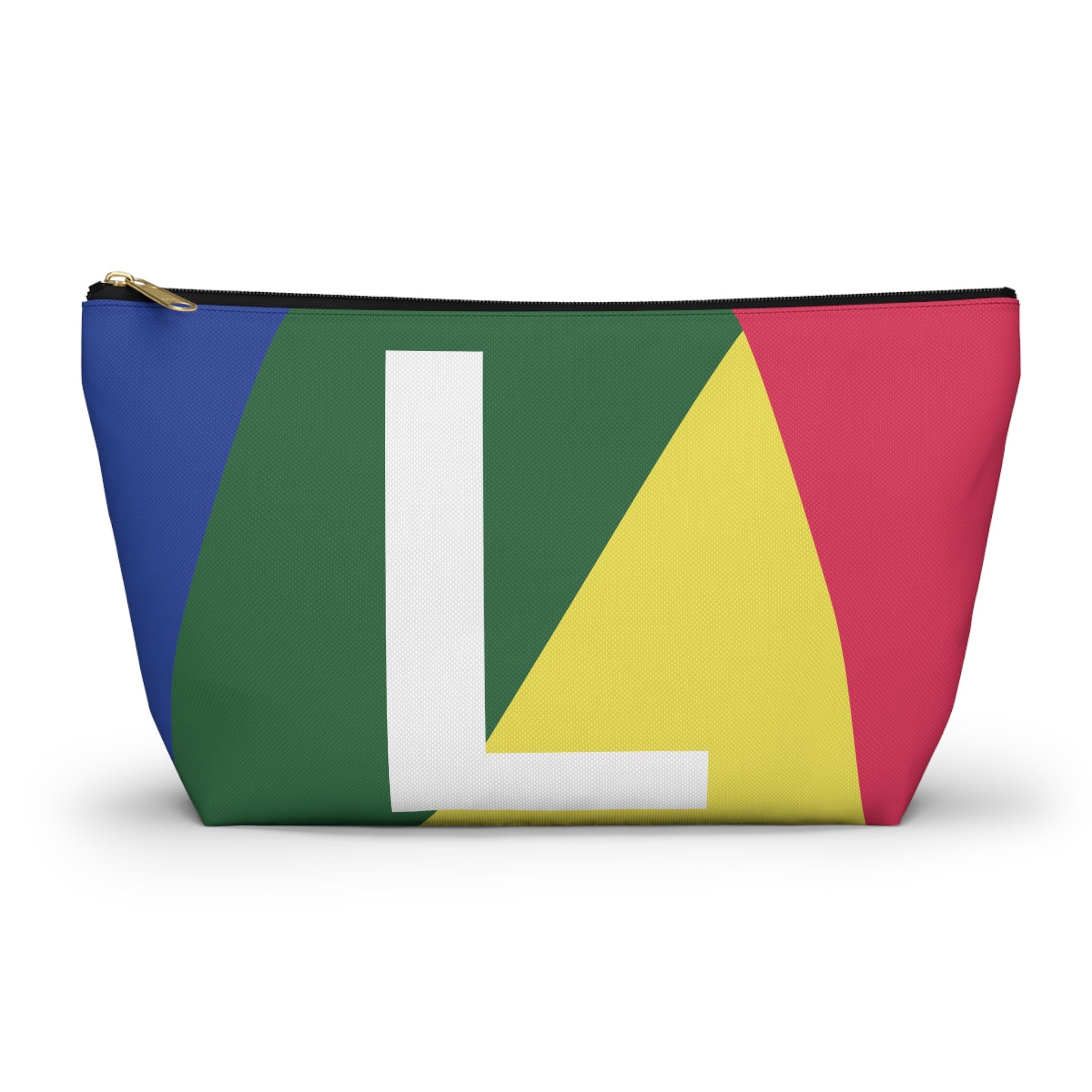Initials Colorblock Accessory Pouch — Monogram L T-Bottom Cosmetic Bag