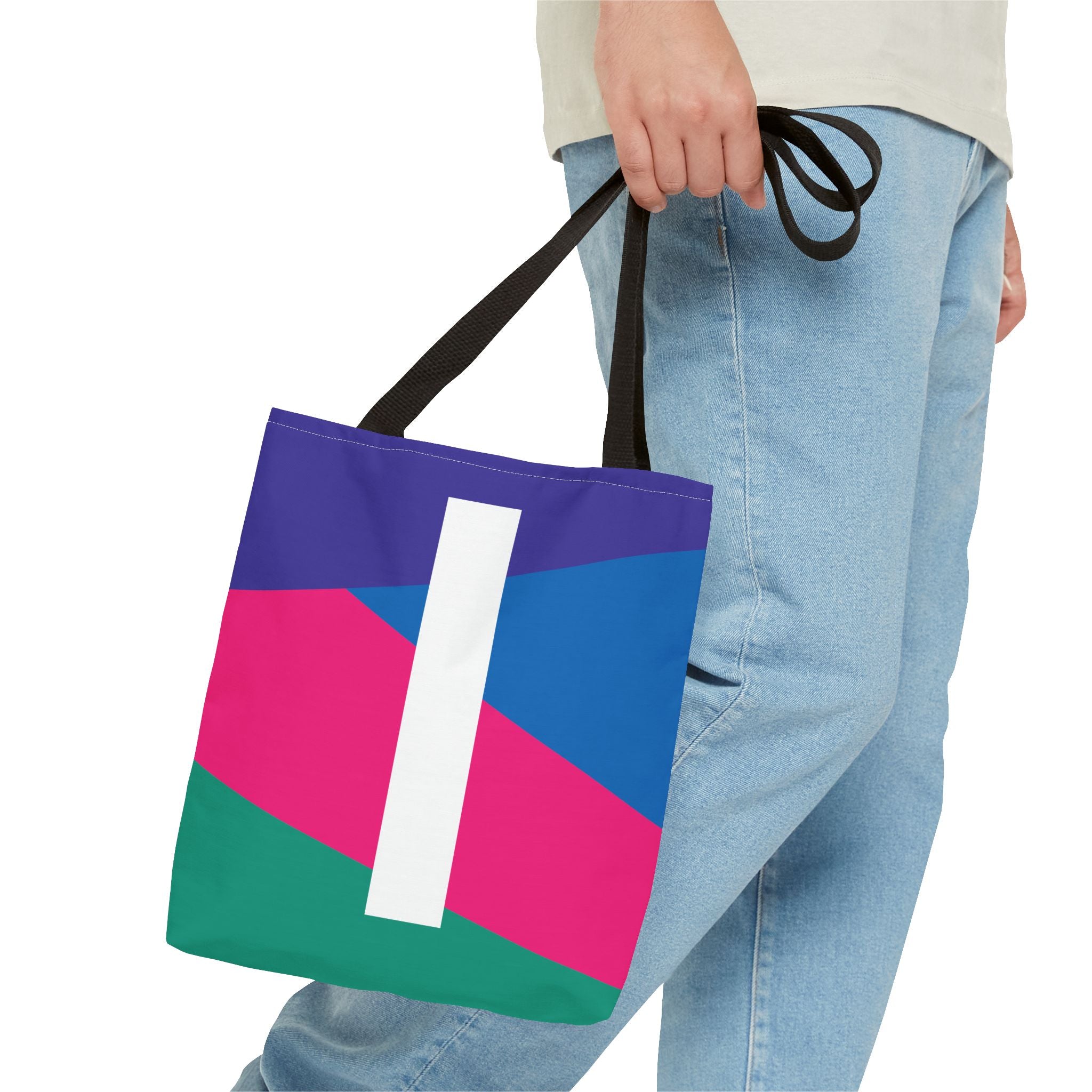 Monogram 'I' Colorblock Tote Bag — Personalized Initial I Shoulder Tote