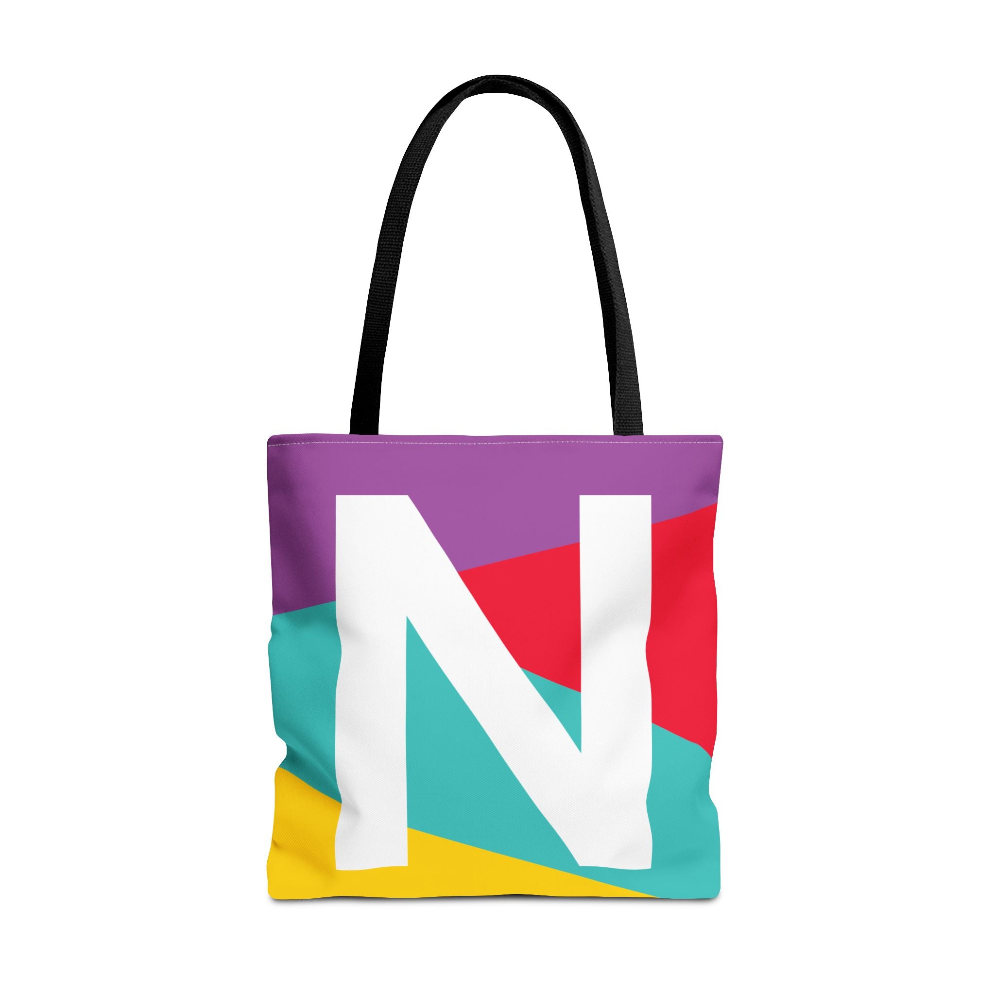 Monogram 'N' Colorblock Tote Bag — Personalized Initial N Shoulder Tote