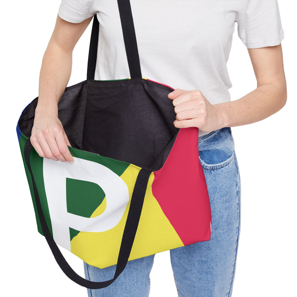 Personalized 'P' Colorblock Tote Bag — Monogram Weekender Tote