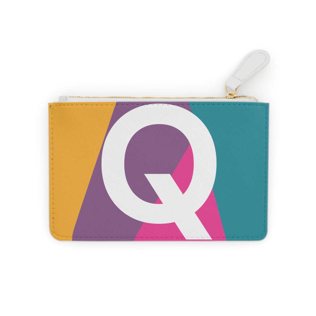 Initial Q Mini Clutch — Colorblock Monogram Wristlet Wallet