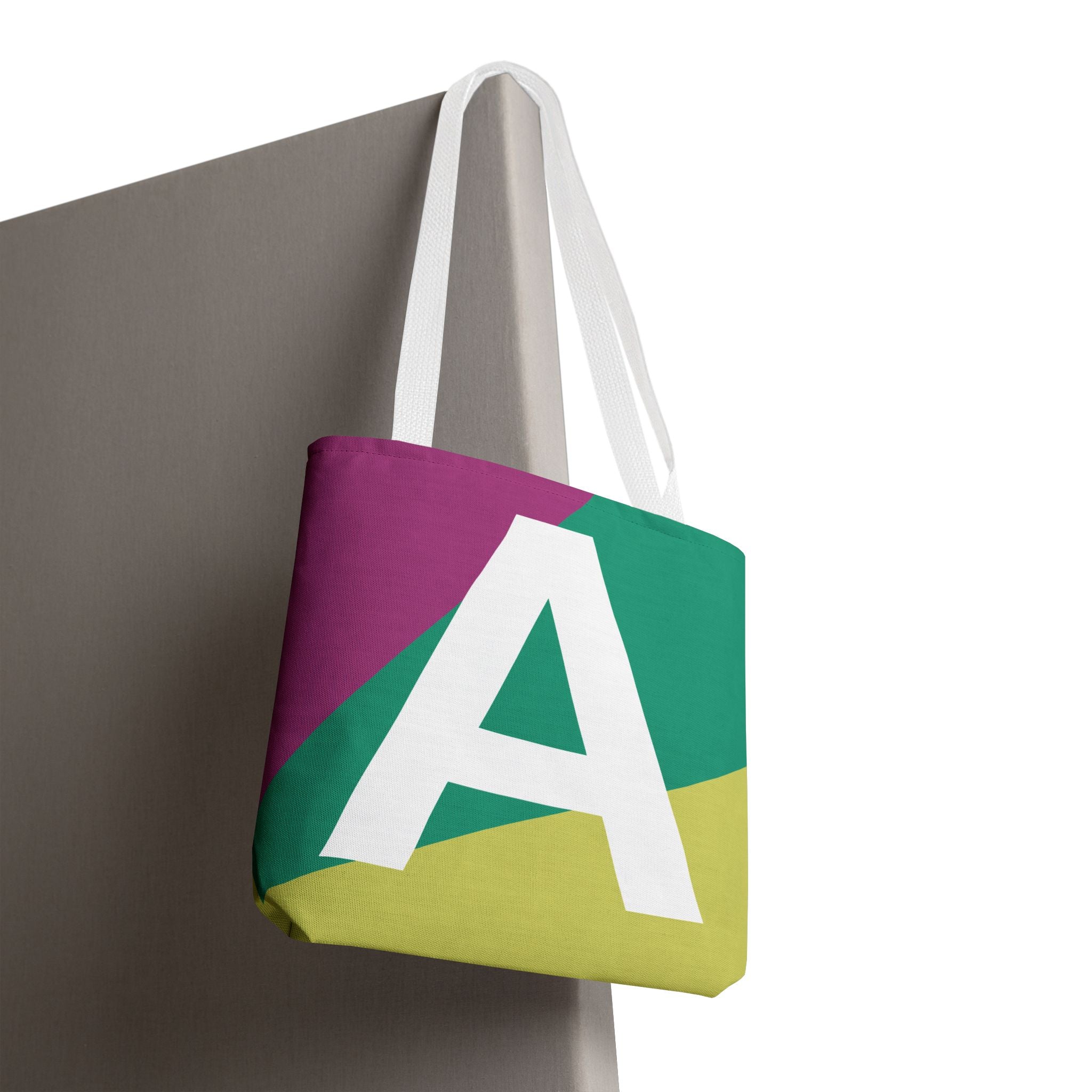Monogram 'A' Colorblock Tote Bag — Personalized Initial A Shoulder Tote