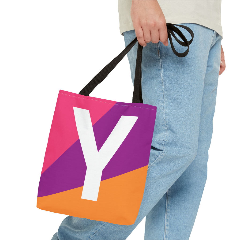 Monogram 'Y' Colorblock Tote Bag — Personalized Initial Y Shoulder Tote
