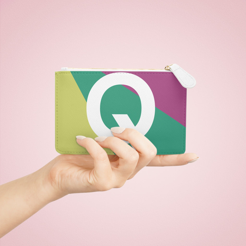 Initial Q Mini Clutch — Colorblock Monogram Wristlet Wallet
