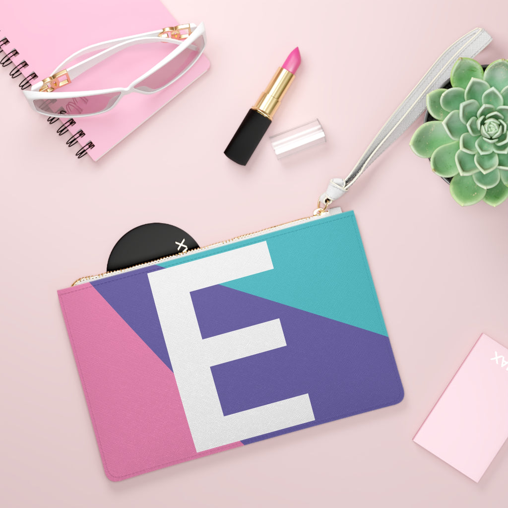 Monogram 'E' Colorblock Clutch Bag — Bold Geometric Wristlet for Everyday & Gifts