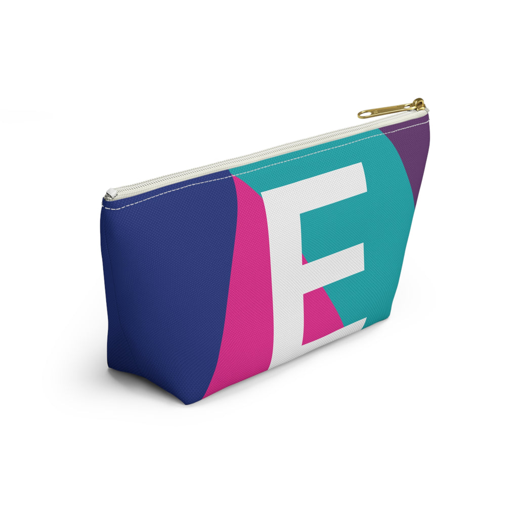 Initials Colorblock Accessory Pouch — Monogram E T-Bottom Cosmetic Bag