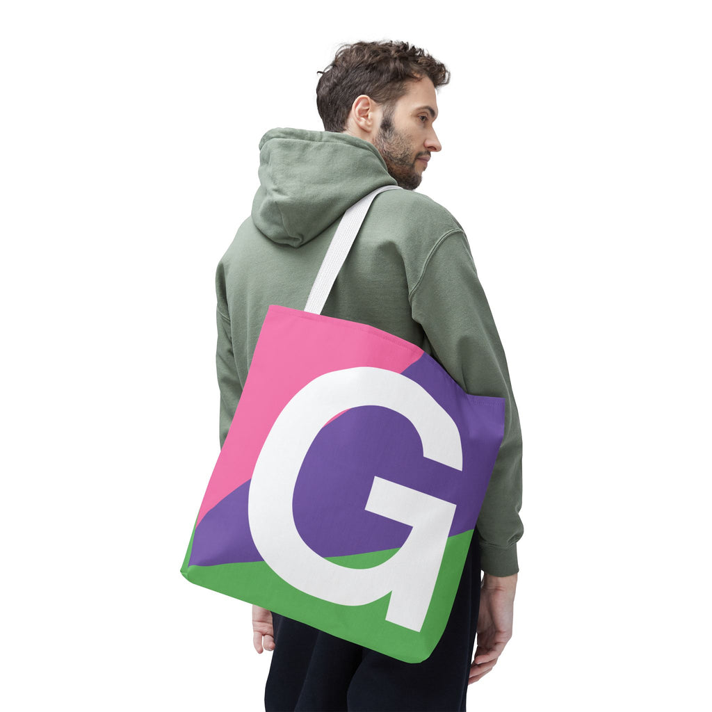 Monogram 'G' Colorblock Tote Bag — Personalized Initial G Shoulder Tote