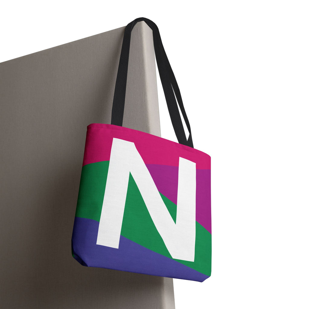 Monogram 'N' Colorblock Tote Bag — Personalized Initial N Shoulder Tote