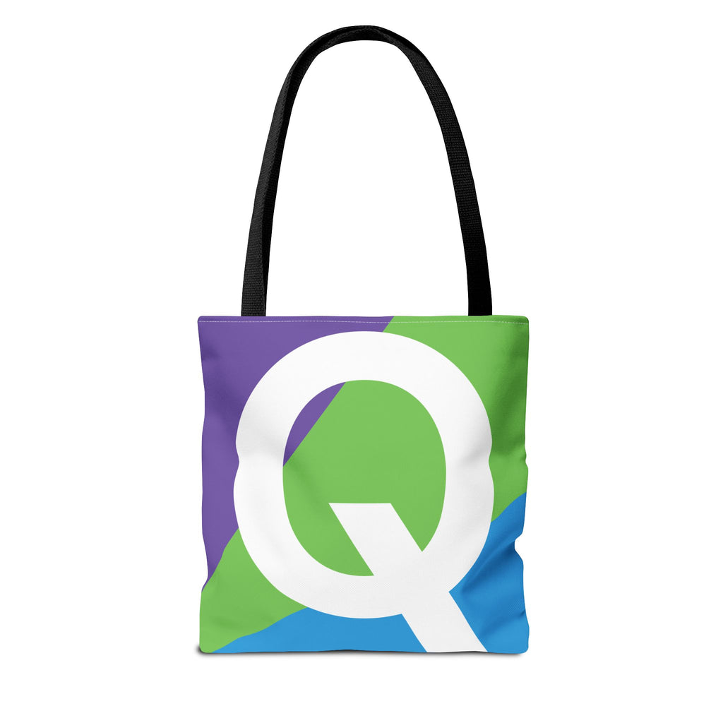 Monogram 'Q' Colorblock Tote Bag — Personalized Initial Q Shoulder Tote