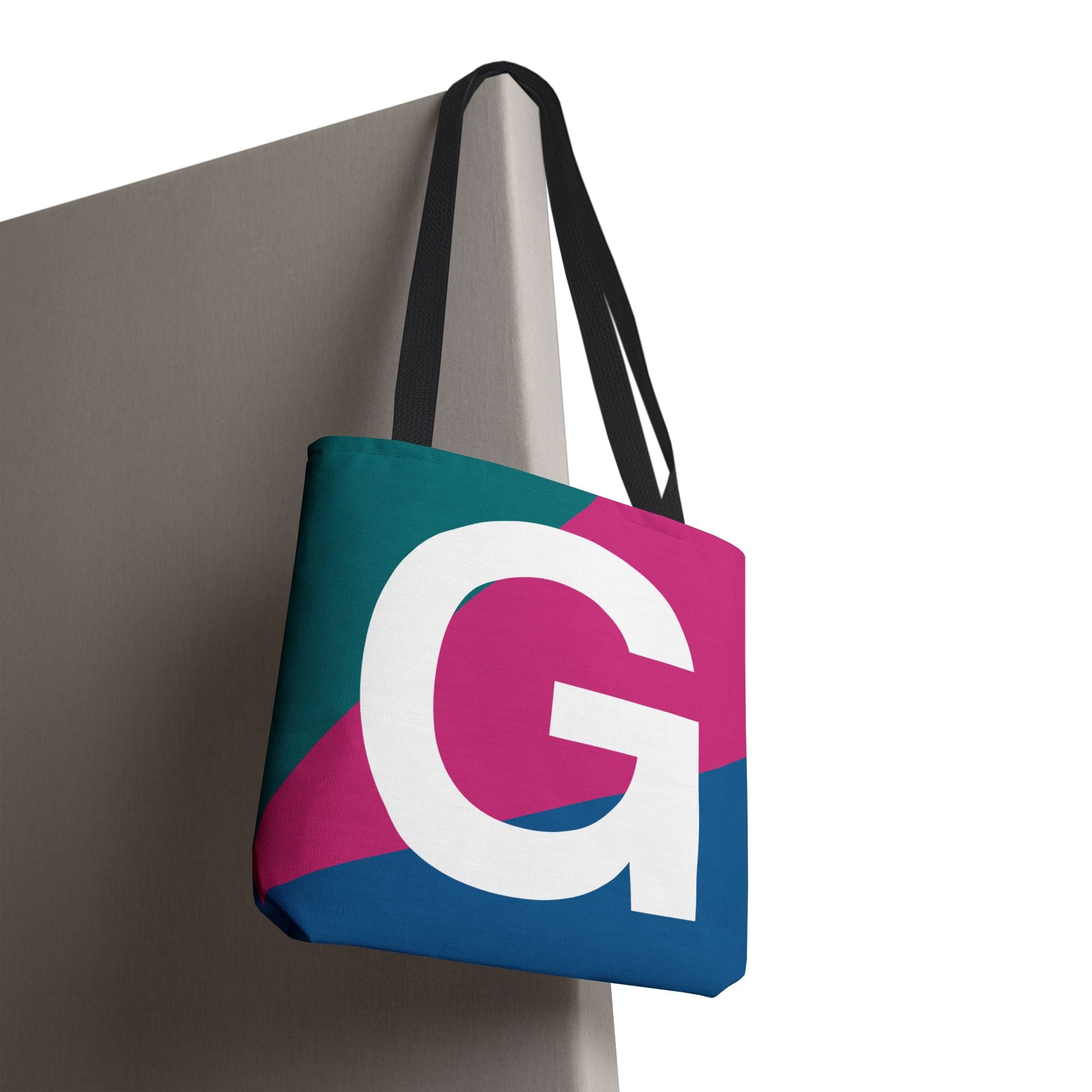 Monogram 'G' Colorblock Tote Bag — Personalized Initial G Shoulder Tote