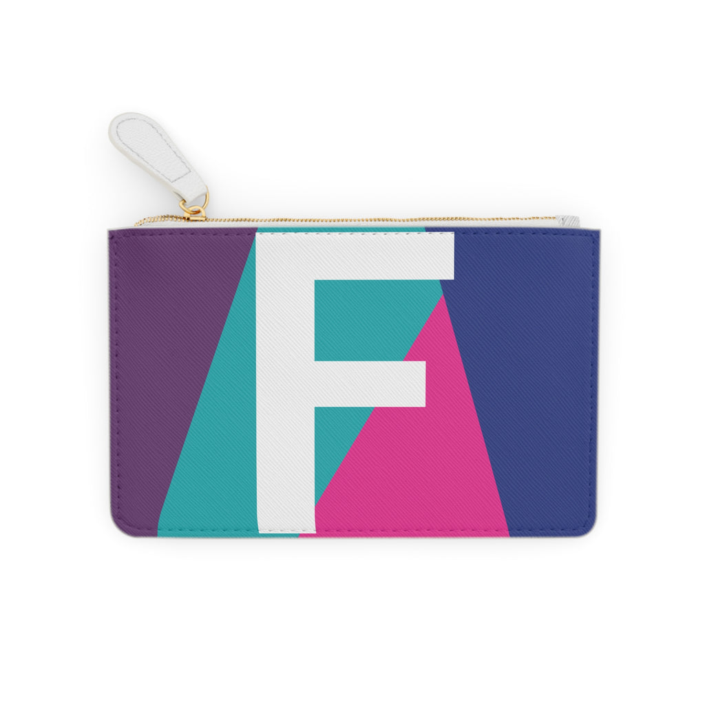 Initial F Mini Clutch — Colorblock Monogram Wristlet Wallet