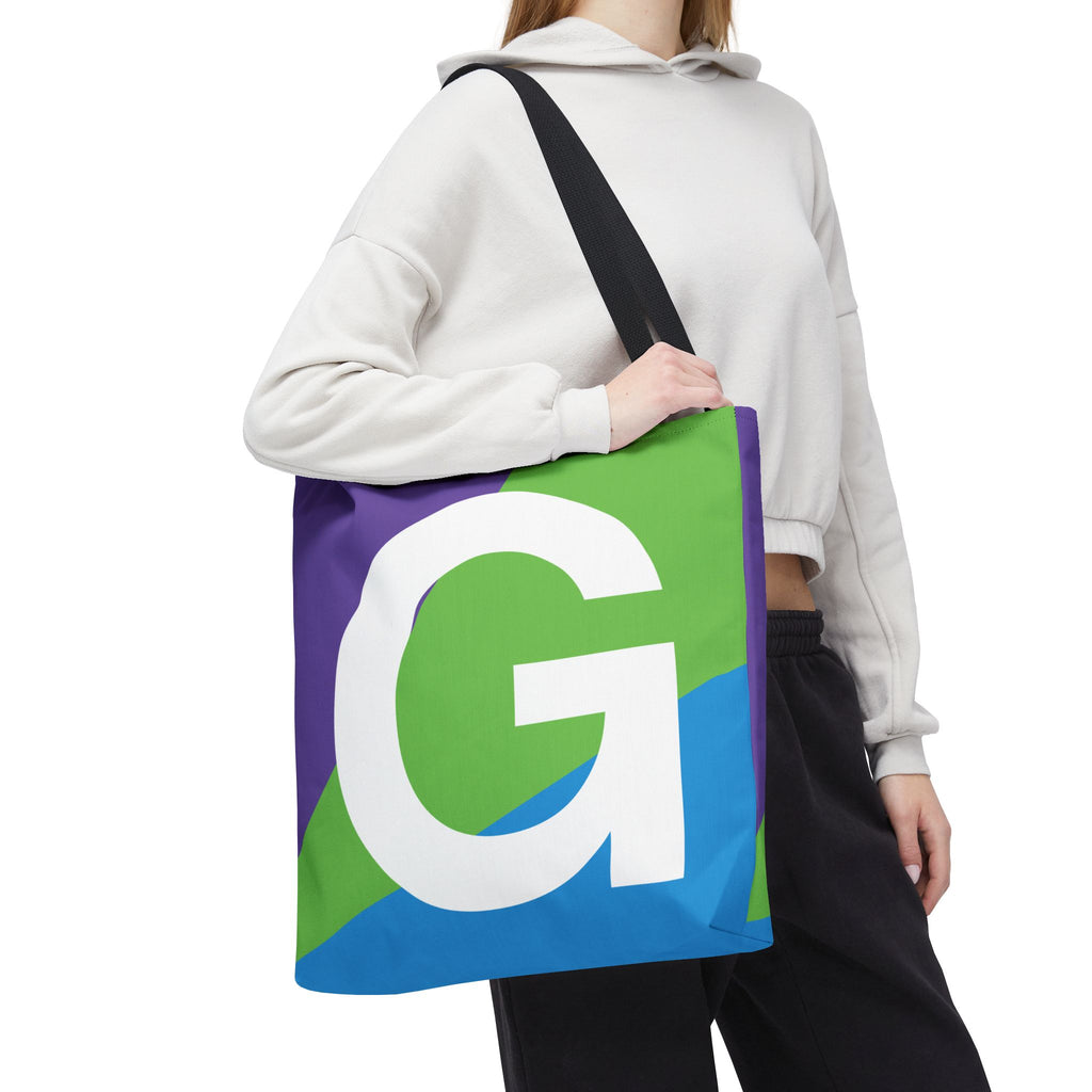 Monogram 'G' Colorblock Tote Bag — Personalized Initial G Shoulder Tote