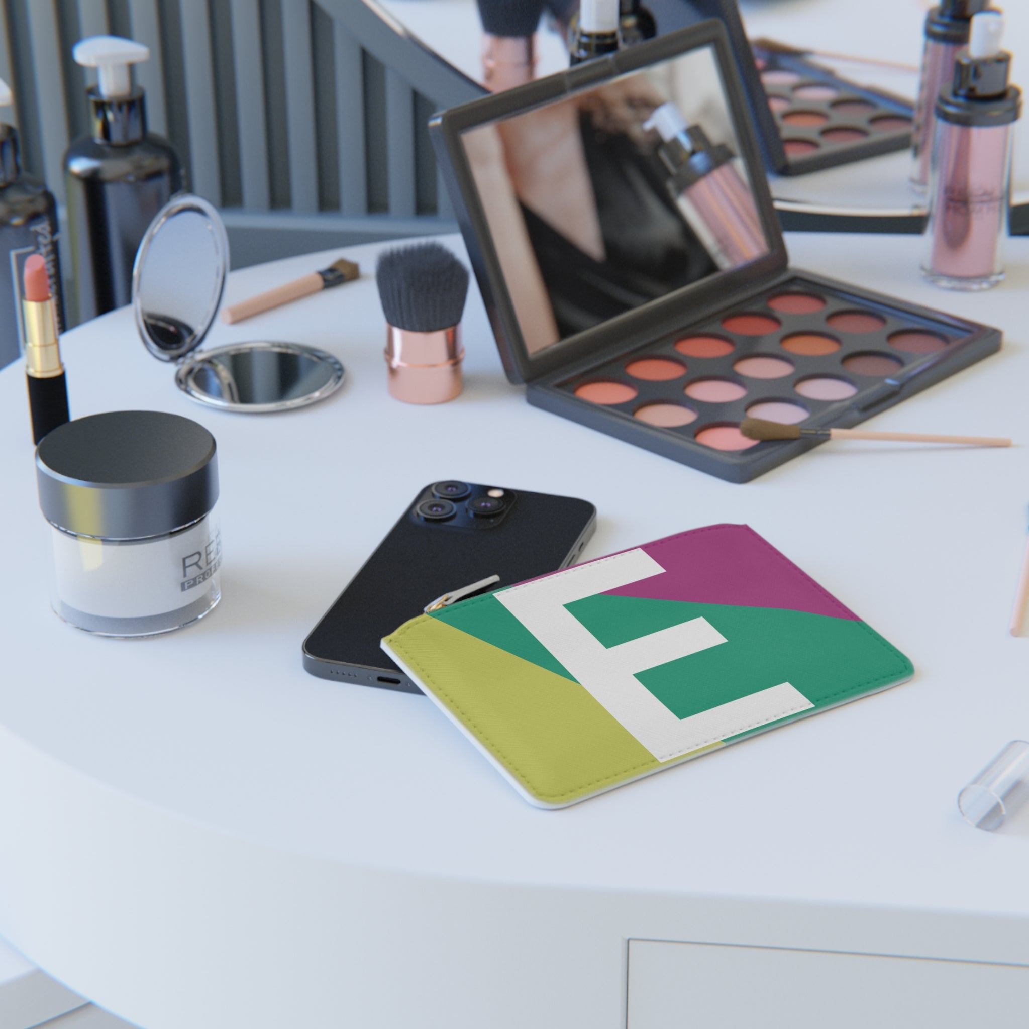 Initial E Mini Clutch — Colorblock Monogram Wristlet Wallet