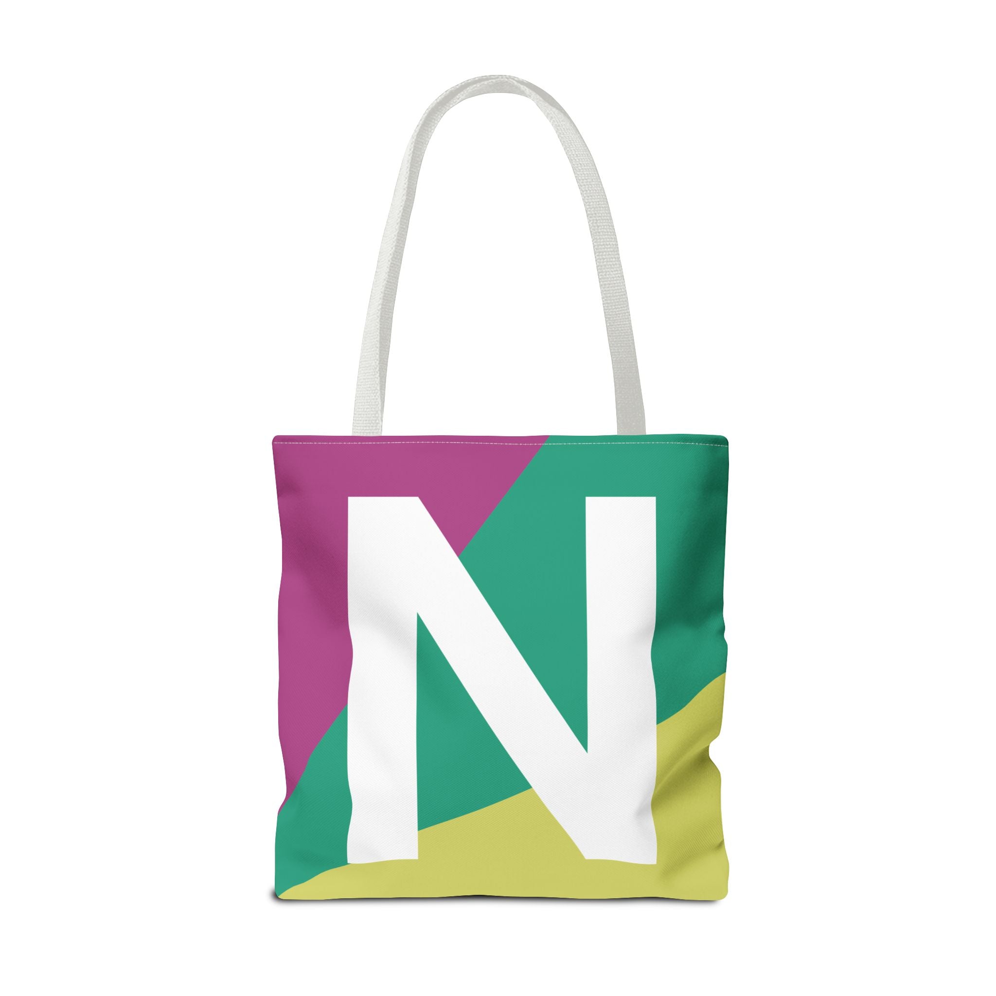 Monogram 'N' Colorblock Tote Bag — Personalized Initial N Shoulder Tote