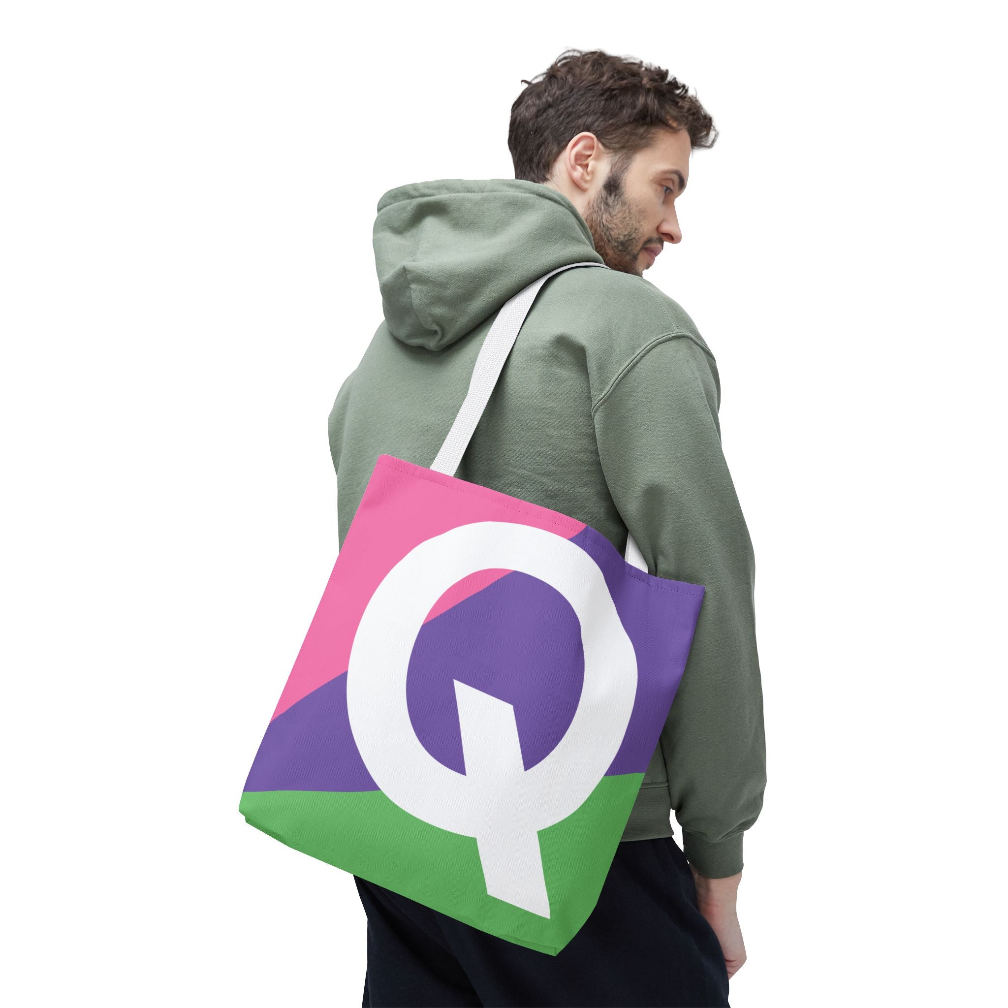 Monogram 'Q' Colorblock Tote Bag — Personalized Initial Q Shoulder Tote