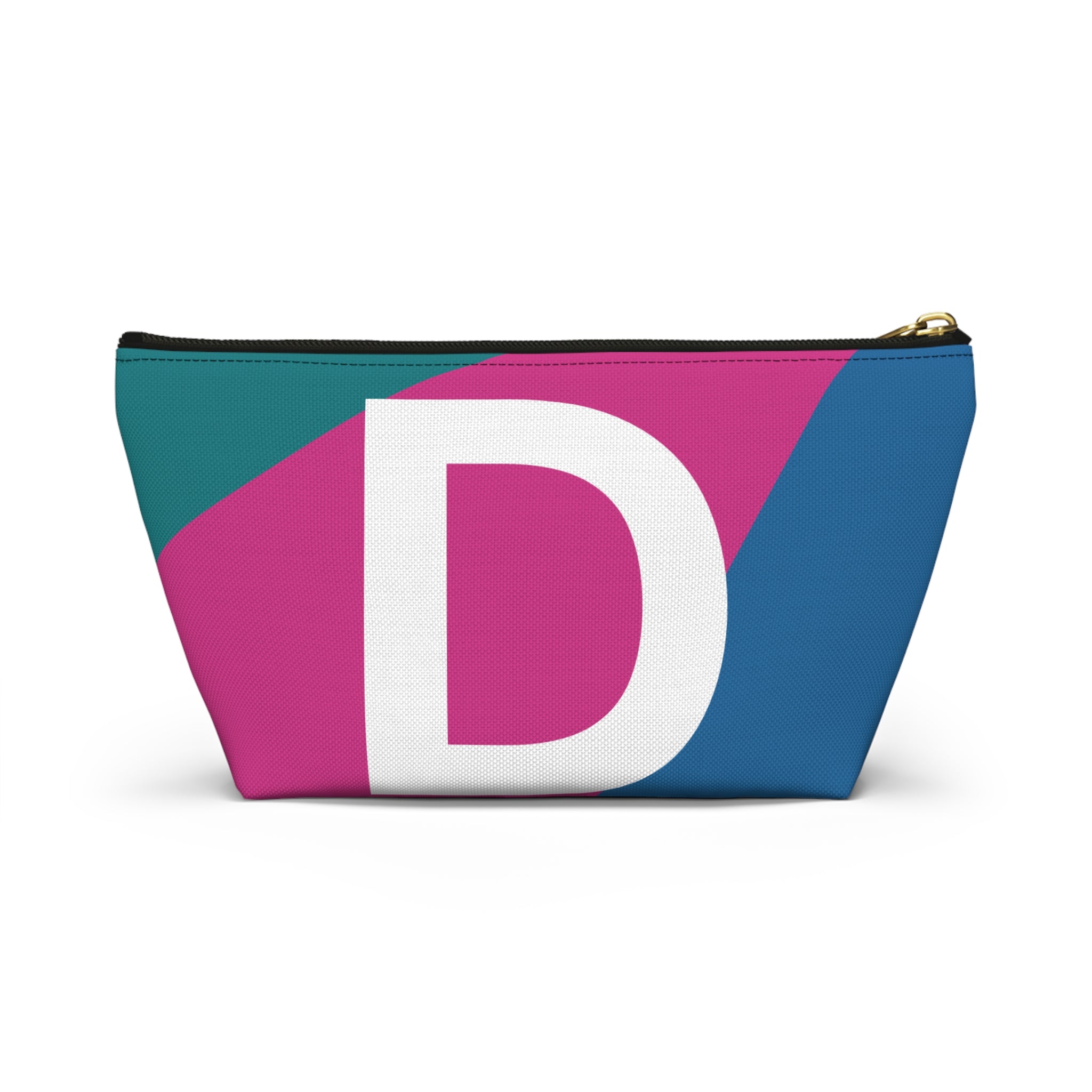 Initials Colorblock Accessory Pouch — Monogram D T-Bottom Cosmetic Bag