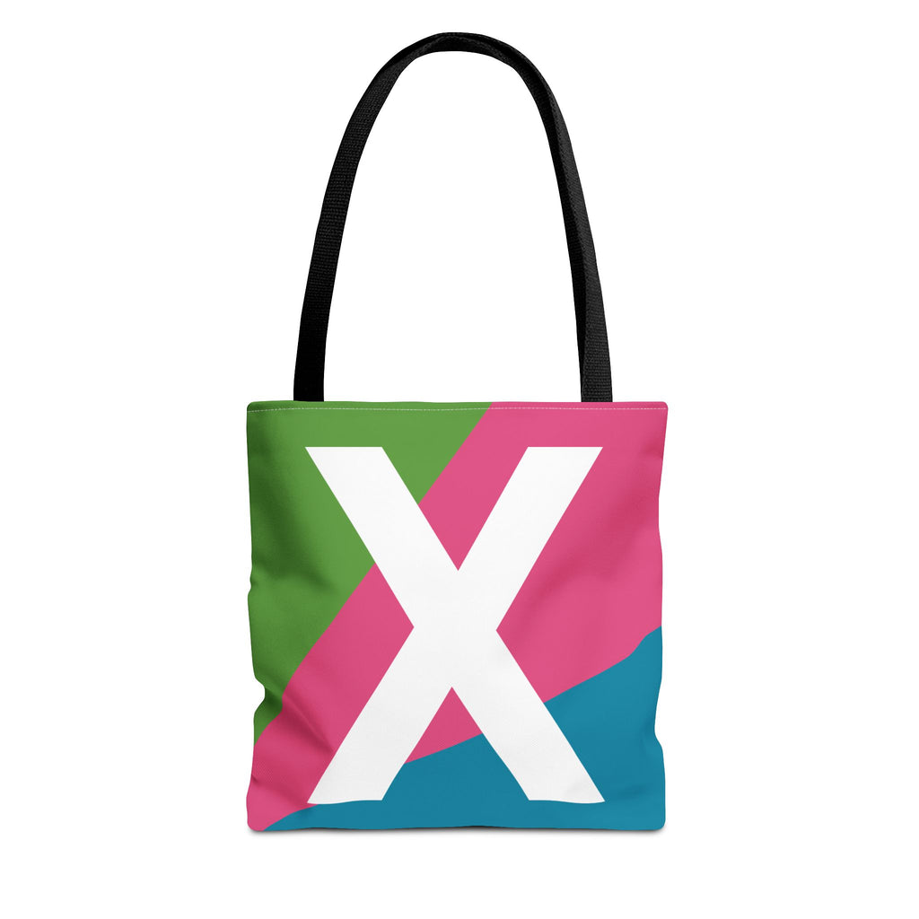 Monogram 'X' Colorblock Tote Bag — Personalized Initial X Shoulder Tote